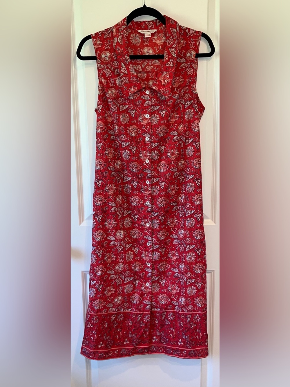 APRIL CORNELL Shirt Dress Prairie Floral Midi Shift Cottagecore Tie Back
